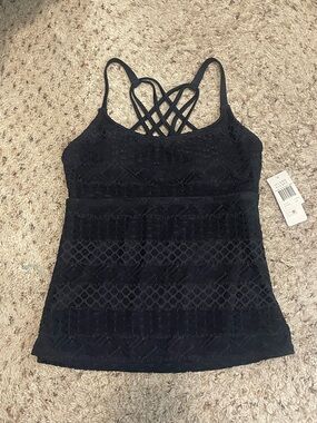 Island Escape Black Crochet Tankini